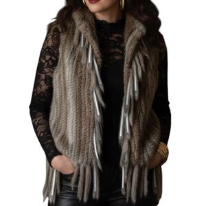 Rabbit Fur Open Vest By Metric Knits Furs Sz S